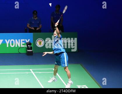 Yuta Watanabe di, Giappone. , . Super 750 Badminton HSBC BWF World Tour il 27 ottobre 2023 alla Glaz Arena di Cesson-Sevigne, Francia. Foto di Laurent Lairys/ABACAPRESS.COM Credit: Abaca Press/Alamy Live News Foto Stock