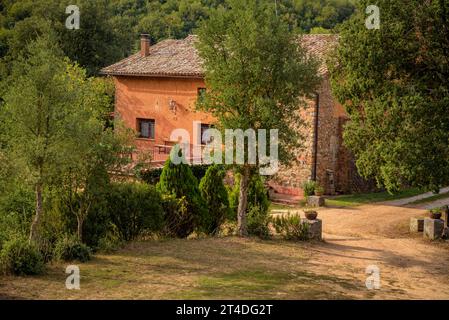 Vista esterna della casa rurale CAN Xisquet a Viladrau (Osona, Catalogna, Spagna). Esempio: Vista esterna de la casa Rural CAN Xisquet, Viladrau Foto Stock