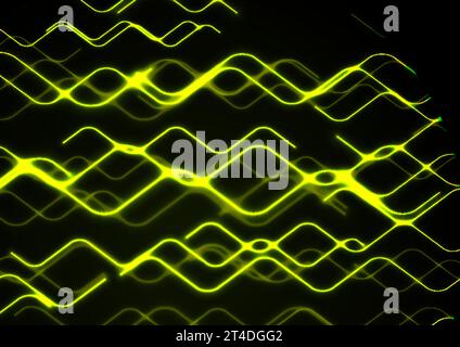 Futuristico background tecnologico astratto con linee neon verdi a zig zag. Progettazione laser vettoriale Illustrazione Vettoriale