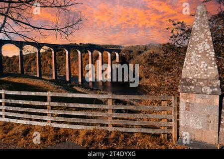 Leaderfoot Viaduct - noto anche come Drygrange Viaduct, nr Melrose, Scottish Borders, Roxburghshire, Scozia, REGNO UNITO Foto Stock