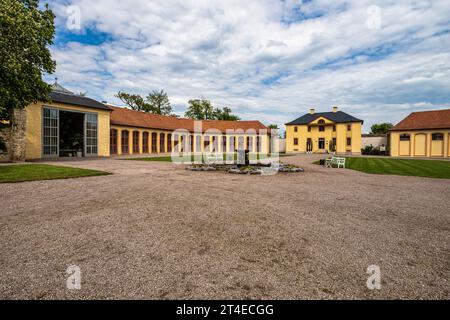 Orangerie del Castello Belvedere vicino Weimar Thuringia Germania. Si tratta di un'elegante residenza estiva risalente al 18th ° secolo. Vista dal parco del Castello. Foto Stock