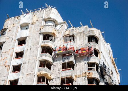 Miami Beach, Florida, esterno, hotel con ingresso frontale, Collins Avenue, restauro restauro, riciclo sostenibile, histori Foto Stock