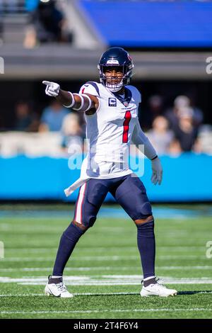 Charlotte, NC, USA. 29 ottobre 2023. Jimmie Ward, safety degli Houston Texans (1) durante il primo quarto della partita contro i Carolina Panthers a Charlotte, NC. (Scott Kinser/Cal Sport Media). Credito: csm/Alamy Live News Foto Stock