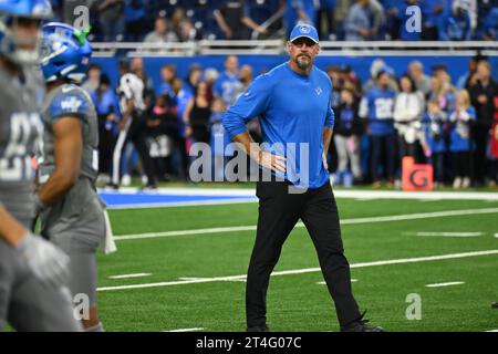 DETROIT, mi - OTTOBRE 30: Capo allenatore dei Detroit Lions Dan Campbell prima della partita tra i Las Vegas Raiders e i Detroit Lions il 30 ottobre 2023 al Ford Field di Detroit, mi (foto di Allan Dranberg/CSM) credito: Cal Sport Media/Alamy Live News Foto Stock