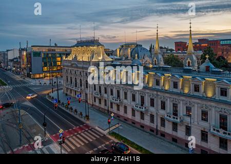 Città di Lodz, Polonia - vista sul Palazzo Poznanski. Foto Stock