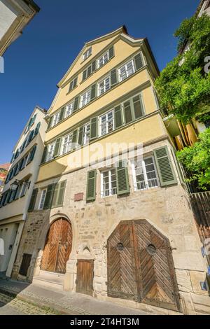 Geburtshaus Dichter Ludwig Uhland, Neckarhalde, Altstadt, Tübingen, Baden-Württemberg, Deutschland Foto Stock