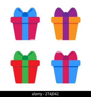 Set di scatole multicolore con regali. Regalo di Natale. Illustrazione vettoriale. Illustrazione vettoriale Illustrazione Vettoriale