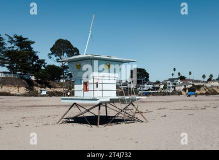 Capanna di guardia sulla spiaggia di Seabright a Santa Cruz, California Foto Stock