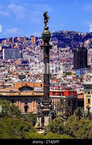 Monumento a Colombo a Barcellona, Spagna Foto Stock