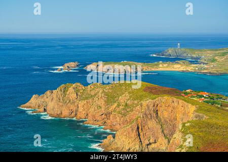Vista panoramica della costa dell'Oceano Atlantico a Valdoviño, Galizia, Spagna Foto Stock