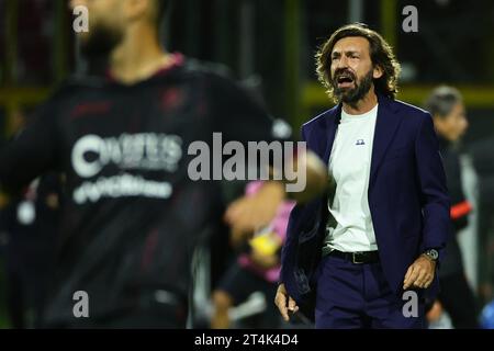 Salerno, Italia. 31 ottobre 2023. Andrea Pirlo allenatore della UC Sampdoria durante la partita di Coppa Italia tra US Salernitana e UC Sampdoria allo stadio Arechi di Salerno (Italia), 31 ottobre 2023. Crediti: Insidefoto di andrea staccioli/Alamy Live News Foto Stock