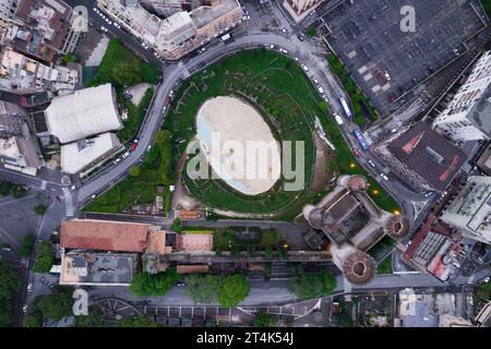 Una foto aerea della Fortezza di Rocca Pia e dei suoi terreni a Tivoli, Italia Foto Stock