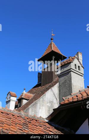 Rooftop, Castello di Bran, Bran, Contea di Braşov, Transilvania, Romania, Europa Foto Stock