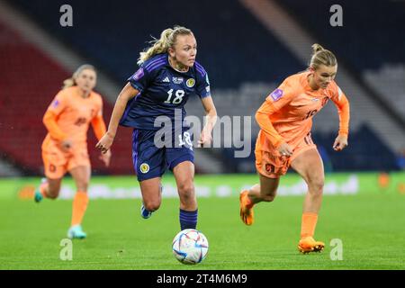 31 ottobre 23, Glasgow, Regno Unito. La Scozia ha giocato nei Paesi Bassi nella UEFA Women's Nation's League a Hampden Park, Glasgow, Scozia, Regno Unito. I Paesi Bassi hanno vinto per 0 - 1 e il gol è stato segnato da ESMEE BRUDTS (22) in 60 minuti. Crediti: Findlay/Alamy Live News Foto Stock