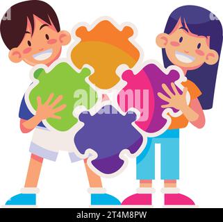 autismo per bambini con enigmi Illustrazione Vettoriale