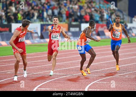 Isayah Boers, Liemarvin Bonevacia (Paesi Bassi); Iñaki Cañal, Lucas Búa (Spagna). relè finale 4x400. Campionati europei di Monaco 2022 Foto Stock