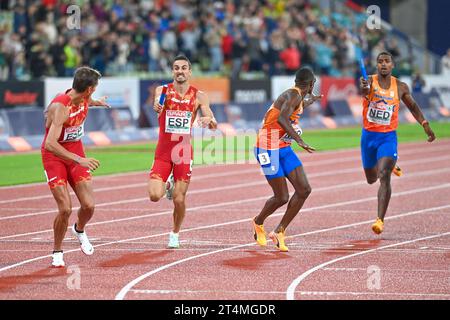 Isayah Boers, Liemarvin Bonevacia (Paesi Bassi); Iñaki Cañal, Lucas Búa (Spagna). relè finale 4x400. Campionati europei di Monaco 2022 Foto Stock
