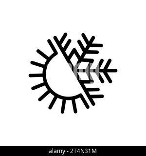 Simbolo caldo e freddo. Logo Sun e fiocco di neve per tutte le stagioni. Illustrazione Vettoriale