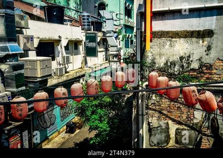 Il Kwai Chai Hong è il segreto meglio custodito dell'area di Chinatown a Kuala Lumpur, con gli edifici pre-bellici restaurati con amore, destinati ad essere il punto di riferimento turistico Foto Stock