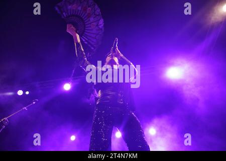 Concerto di Rodrigo Cuevas, la Romería, festival la Luna en Vers, Sant Joan, Maiorca, Isole Baleari, Spagna Foto Stock