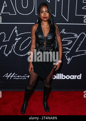 Hollywood, Stati Uniti. 31 ottobre 2023. HOLLYWOOD, LOS ANGELES, CALIFORNIA, USA - OTTOBRE 31: T'Neel Mohan arriva al Red Carpet Halloween Costume Ball 2023 di Billboard e Affinity Nightlife tenutosi al W Hotel Rooftop il 31 ottobre 2023 a Hollywood, Los Angeles, California, Stati Uniti. (Foto di Xavier Collin/Image Press Agency) credito: Image Press Agency/Alamy Live News Foto Stock