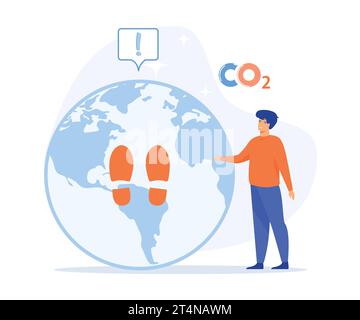 Economia circolare, crescita economica sostenibile, energia verde e riduzione delle emissioni di co2 e dell’impatto climatico. illustrazione moderna a vettore piatto Illustrazione Vettoriale