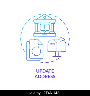 Icona gradiente indirizzo di aggiornamento lineare sottile semplice 2D. Illustrazione Vettoriale