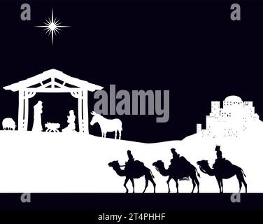 Nativity silhouette 2023 E2-13 Illustrazione Vettoriale