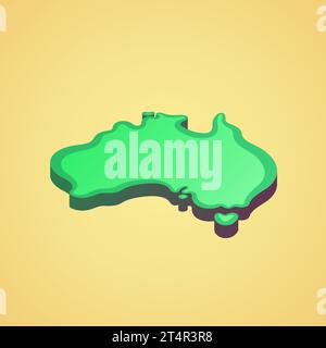 Mappa isometrica semplificata 3D dell'Australia Illustrazione Vettoriale