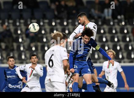 Heverlee, Belgio. 1 novembre 2023. Raz Shlomo dell'OHL segnò durante una partita finale della Croky Cup 1/16 tra OH Leuven e Eendracht Elene-Grotenberge (3° Amateur), a Heverlee, mercoledì 01 novembre 2023. BELGA PHOTO JOHN THYS Credit: Belga News Agency/Alamy Live News Foto Stock