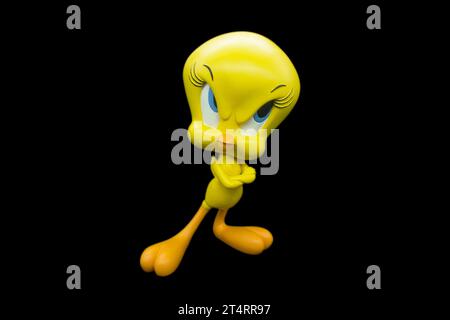 Tweety pie con sfondo nero isolato Foto Stock