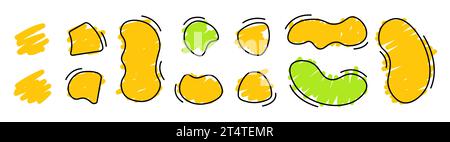 Grande set di forme astratte casuali, badge o spot. colore astratto o forme organiche nere. Raccolta vettoriale Illustrazione Vettoriale