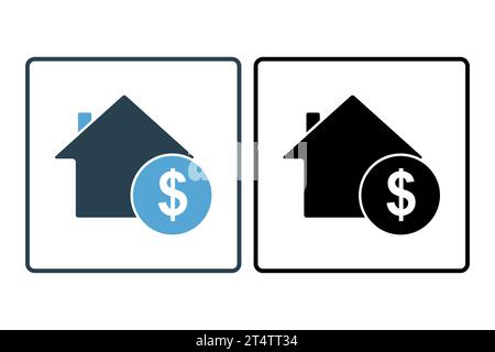 icona immobiliare. icona relativa agli investimenti e ai concetti finanziari. Stile icona a tinta unita. Semplice progettazione vettoriale modificabile Illustrazione Vettoriale