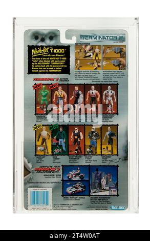1991 Kenner Terminator 2 serie 2 White-Hot T-1000 Carded Action Figure AFA 80 Near Mint Condition Foto Stock