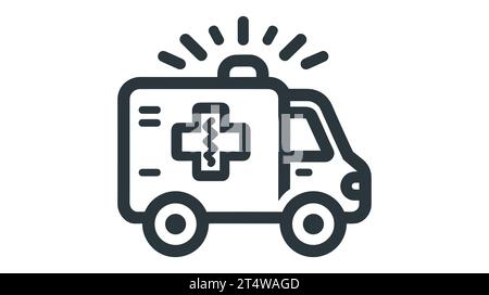 Icona ambulanza su sfondo bianco. Illustrazione vettoriale. Illustrazione Vettoriale