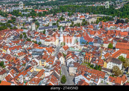 Ravensburg, una bella città distrettuale nell'alta Svevia, dall'alto Foto Stock