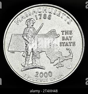 US commemorative State Quarter Dollar : Massachusetts (1788) The Bay State Foto Stock