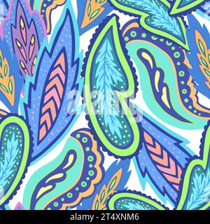 Colorato motivo paisley ornamentale. Illustrazione vettoriale disegnata a mano Illustrazione Vettoriale