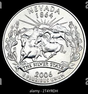 US commemorative State Quarter Dollar : Nevada (1864) The Silver State Foto Stock