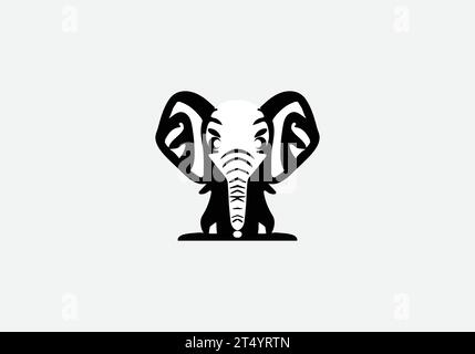 African Forest Elephant, icona di stile minimalista e design Illustrazione Vettoriale