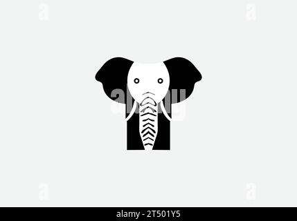 African Forest Elephant, icona di stile minimalista e design Illustrazione Vettoriale