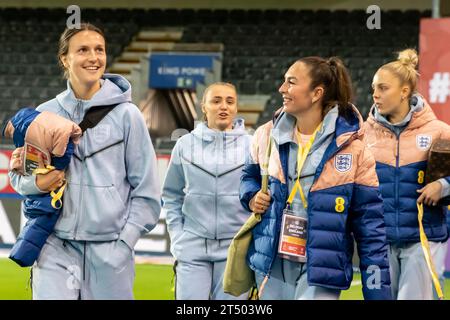 Lovanio, Belgio. 31 ottobre 2023. Lovanio, Belgio, 31 ottobre 2023: Giocatori d'Inghilterra prima della partita della UEFA Nations League tra Belgio e Belgio al King Power al Den Dreef Stadium di Lovanio, Belgio. (Leiting Gao/SPP) credito: SPP Sport Press Photo. /Alamy Live News Foto Stock