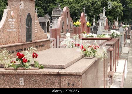 Rio de Janeiro, Rio de Janeiro, Brasile. 2 novembre 2023. RIO DE JANEIRO (RJ), 11/02/2023 - All Souls' Day/RJ - movimento delle persone in All Souls' Day, presso il cimitero di Sao Francisco Xavier, nel quartiere Caju, a nord di Rio de Janeiro. (Foto: JosÃƒ © Lucena/Thenews2/Zumapress) (immagine di credito: © Jose Lucena/TheNEWS2 via ZUMA Press Wire) SOLO USO EDITORIALE! Non per USO commerciale! Foto Stock