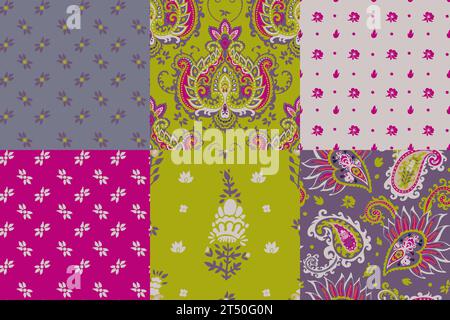 Set Paisley di pattern Collection Illustrazione Vettoriale