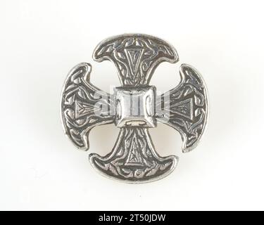Spilla vintage Canterbury Cross Celtic Cross Silver. Foto Stock