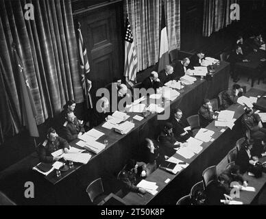 Processi di Norimberga. Tribunale militare internazionale di Norimberga, gli alleati occuparono la Germania, 1945/6 circa Foto Stock