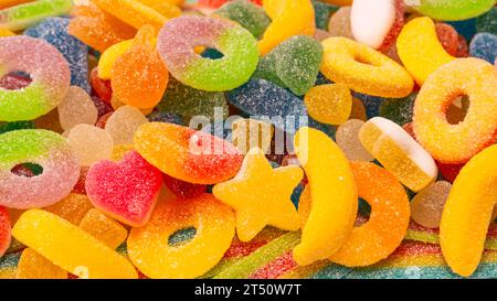 Caramelle gelate assortite. Vista dall'alto. Dolci alla gelatina. Foto Stock