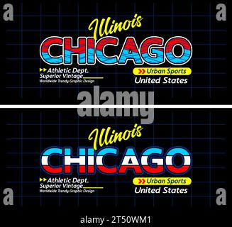 Chicago urban line lettering sport style vintage college, tipografia, per t-shirt, poster, etichette, ecc.. Illustrazione Vettoriale