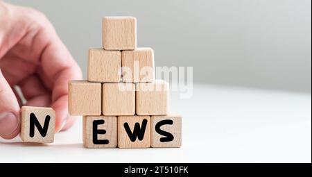 Concetto di notizie su blocchi di legno Foto Stock