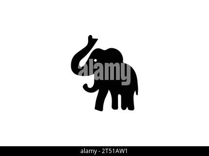 African Forest Elephant, icona di stile minimalista e design Illustrazione Vettoriale